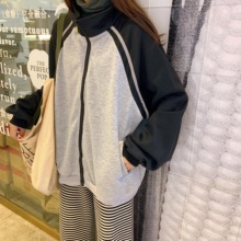 网红复古长袖 开衫 夹克上衣潮流 2019早春新款 棒球服运动外套女韩版
