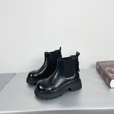 真皮复古加绒厚底马丁靴短靴女