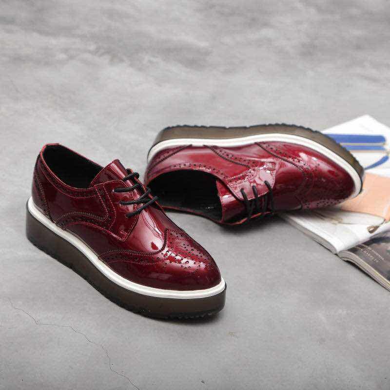 春秋新款欧洲站厚底松糕鞋橡胶底女鞋英伦风雕花系带布洛克女单鞋,女鞋,深口单鞋,淘宝优惠券,粉丝福利购,淘宝优惠卷