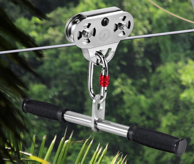 CTSC滑索溜索不锈钢滑轮加横杆拉手轴承匹配最粗20mm钢丝绳可定制