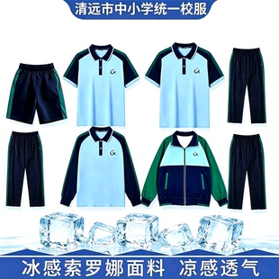 广东清远市中小学生校服统一夏季2026新款短袖短裤长裤长袖外套装