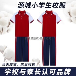 河源市源城区中小学生统一校服夏季运动套装新款男女短袖上衣长裤