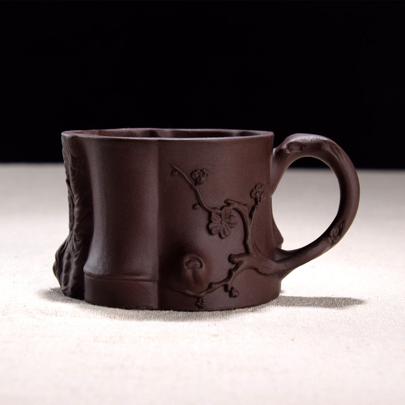 宜兴原矿紫砂杯品茗杯纯手工松竹梅小口杯茶杯主人杯功夫茶道配件