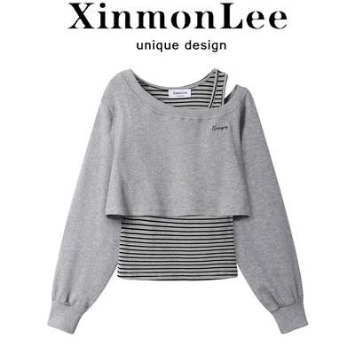 韩版两件套洋气早秋条纹吊带背心