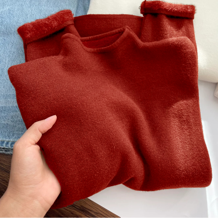 圣诞新年红毛衣女显白针织打底衫