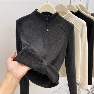 德绒加厚立领卫衣女保暖内搭