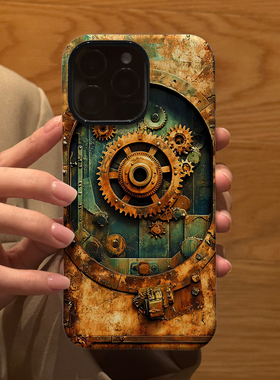 朋克风铁门生锈齿轮 适用苹果华为iPhone16ProMax手机保护外壳15Plus 14新款13磨砂12情侣17防摔Pura70男女