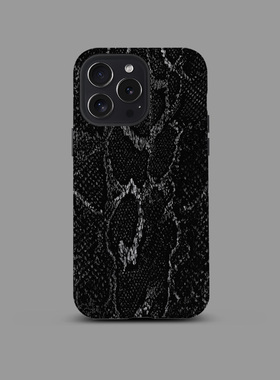 黑色蟒蛇皮纹理适用苹果iPhone16Promax手机壳15磨砂14二合一13全包12防摔17Pro新款Xsmax情侣Plus保护套男女