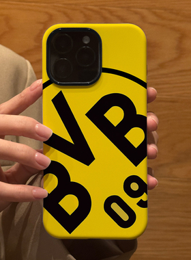 足球多特蒙德队徽适用苹果华为iPhone16ProMax手机保护外壳15Plus 14新款13磨砂12情侣17防摔Pura70Ultra男女