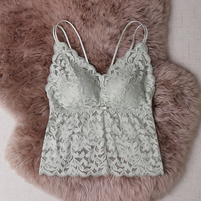 蝴蝶美背文胸一体背心蕾丝吊带背心式内衣女无钢圈薄款胸罩可外穿