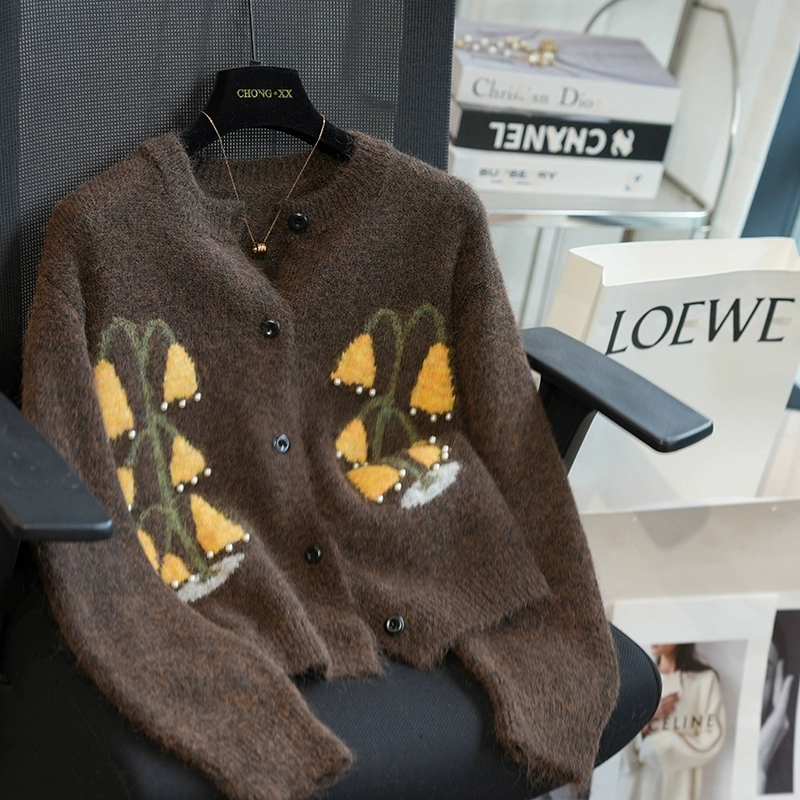 长袖针织开衫女毛衣短款外套秋冬