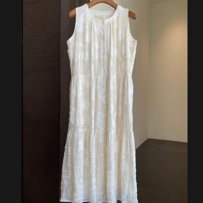 白色连衣裙中长款背心裙女夏新款