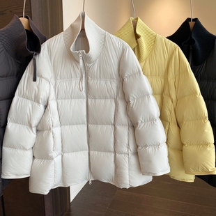 时髦洋气针织领加厚黑色羽绒服女2025新款 设计感小众 冬 AMR