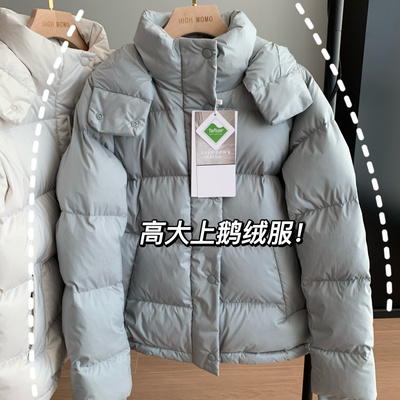 鹅绒连帽收腰羽绒服保暖外套女冬