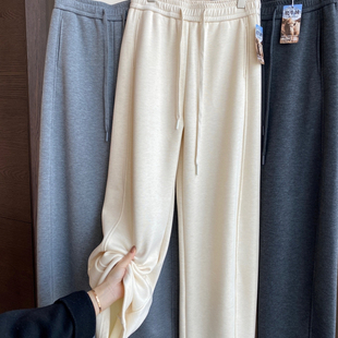 秋冬新款 一条过冬 女阔腿裤 加绒加厚保暖高腰显瘦直筒裤 AMR