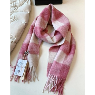 格纹下摆流苏围巾男女款 柔顺垂坠细绒感窄版 100%澳洲羊毛 THEWOW