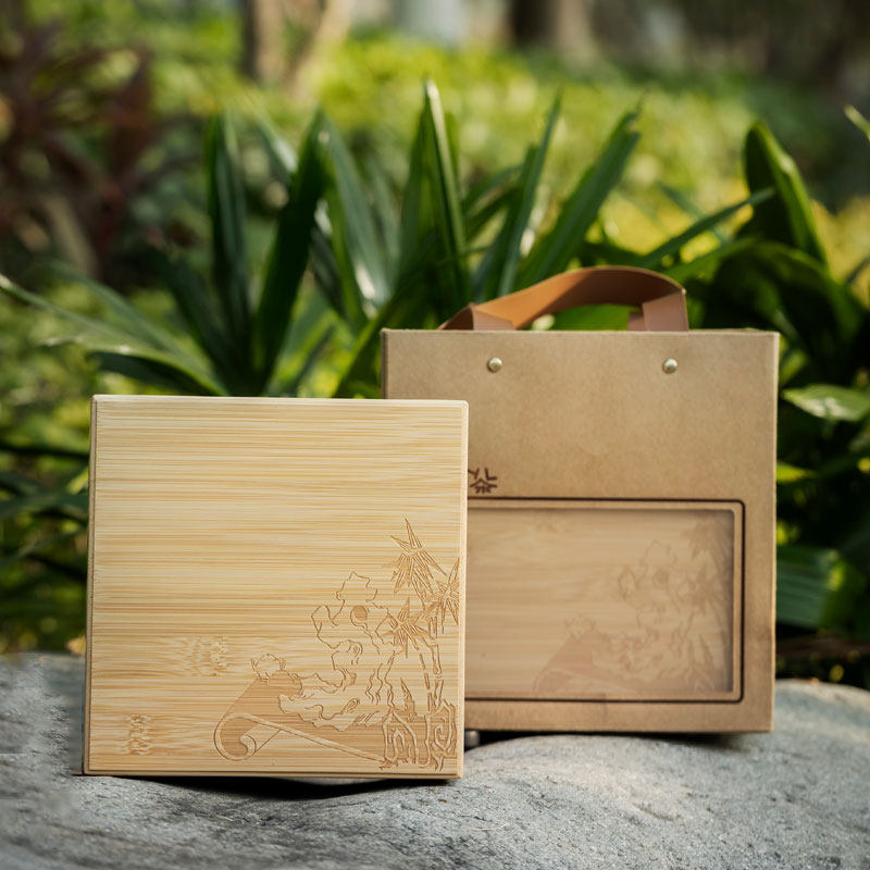 高档竹盒陶瓷茶叶包装盒空礼盒绿茶明前西湖龙井碧螺春礼盒装空盒