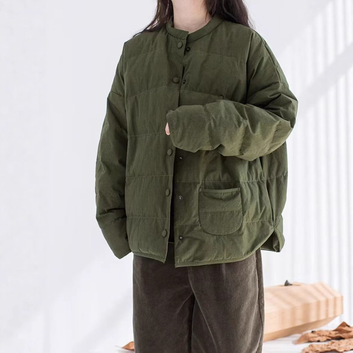 休闲风棉纯色女士休闲外羽绒服