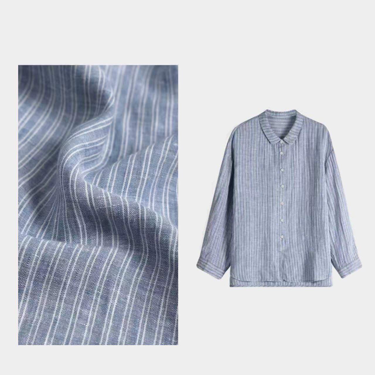 极简风长袖麻春夏季新款女衬衫