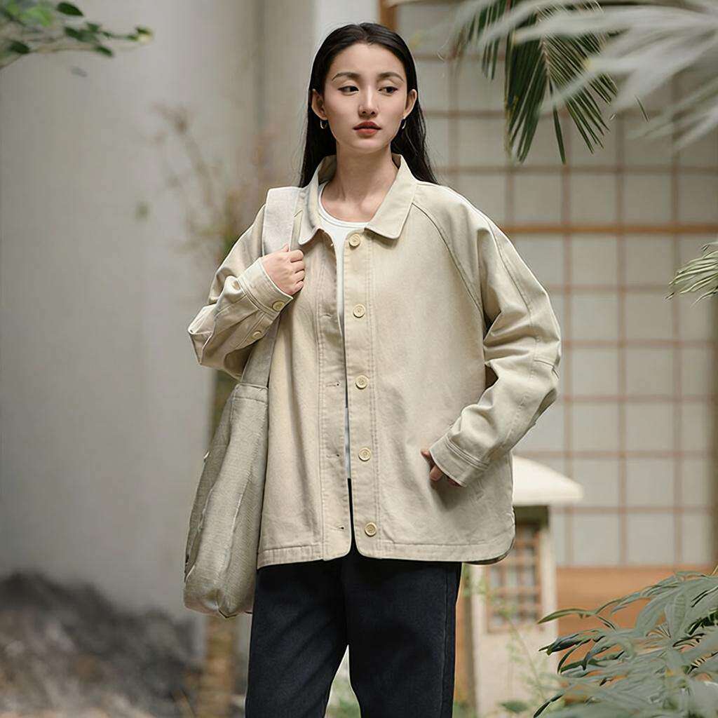 休闲风鹿与安笛春季新短外套