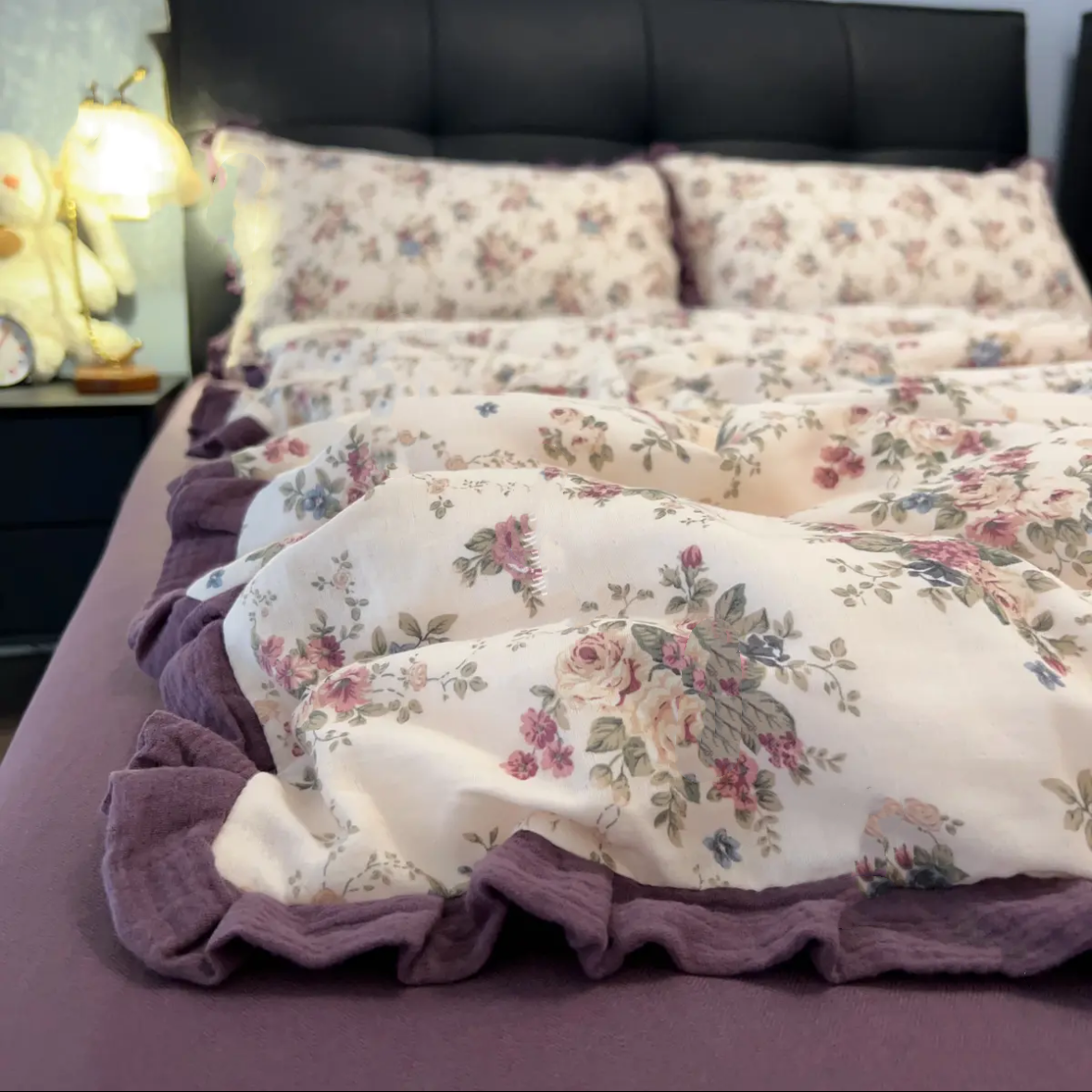 四件套全棉纱布皱皱花边款