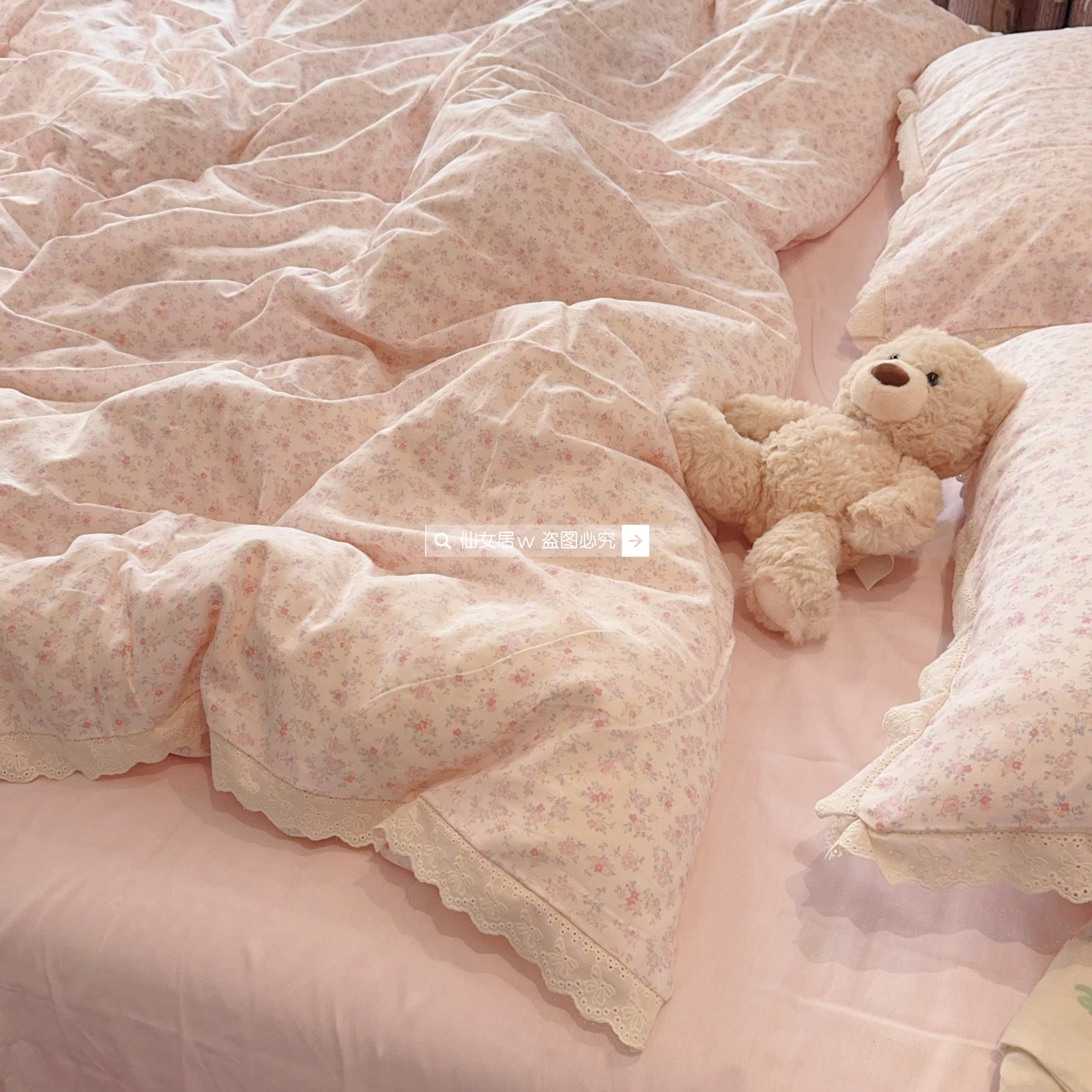 A类全棉双层纱皱皱边四件套纯棉纱布学生三件套被套床单床上用品