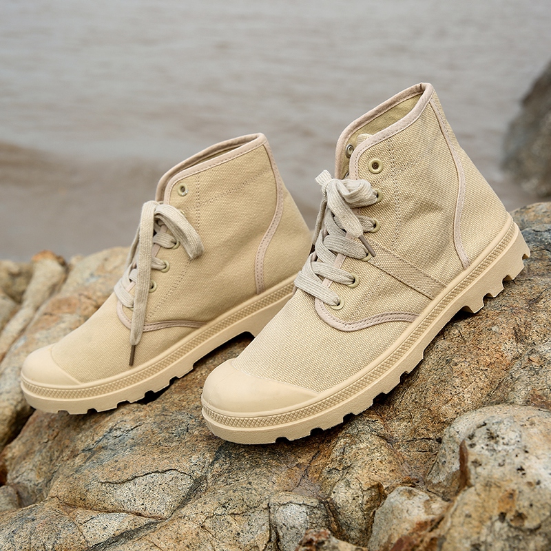 高帮帆布鞋男复古潮流登山鞋户外