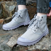 高帮帆布鞋 子 登山鞋 男英伦潮流情侣马丁靴厚底短靴户外运动工装 鞋