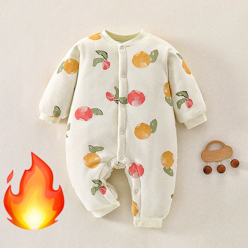 200克夹棉加厚婴儿秋冬装保暖连体衣男女宝宝爬服新生满月外出服