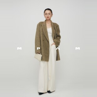【吉杰专属】MPAM老钱风双排扣西装外套女宽松高级感毛呢外套970