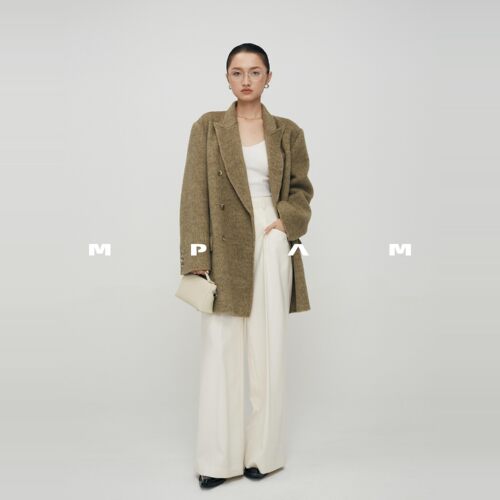 【吉杰专属】MPAM老钱风双排扣西装外套女宽松高级感毛呢外套970