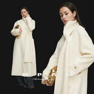 MPAM围巾款双面呢羊毛大衣2025秋冬新款