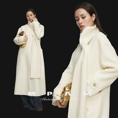 MPAM围巾款双面呢羊毛大衣2025秋冬新款