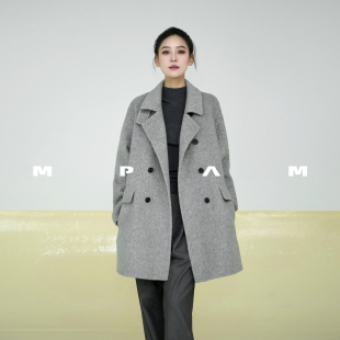 MPAM羊驼毛绵羊毛大衣隐藏兜宽松简约秋冬保暖双面呢短款外套女