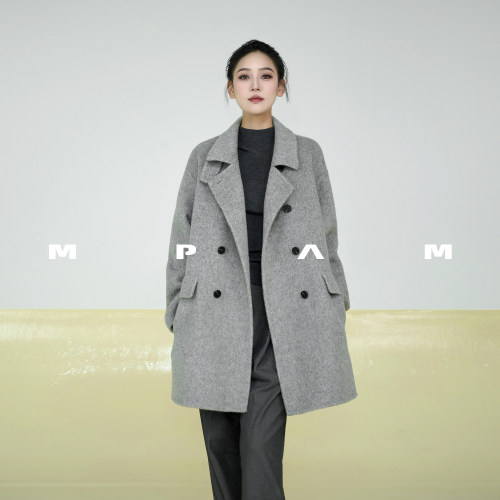 MPAM羊驼毛绵羊毛大衣隐藏兜宽松简约秋冬保暖双面呢短款外套女