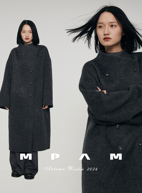 MPAM设计感宽松中长款毛呢外套女秋冬双面呢羊毛大衣