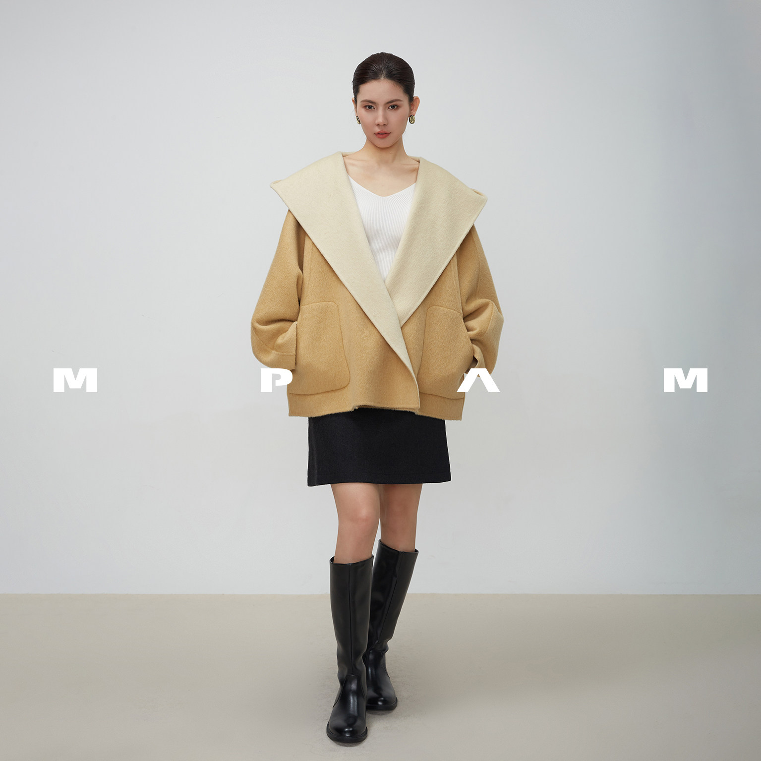 MPAM2026连帽翻领双面穿绵羊毛大衣短款设计感外套986店铺