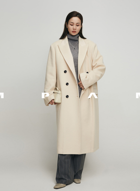 MPAM秋冬季中长款羊毛大衣阔版双面呢大衣韩系宽松简约经典外套女