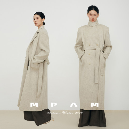 【柒柒Moon直播间】MPAM2026秋冬新款双面羊毛大衣女宽松长款960