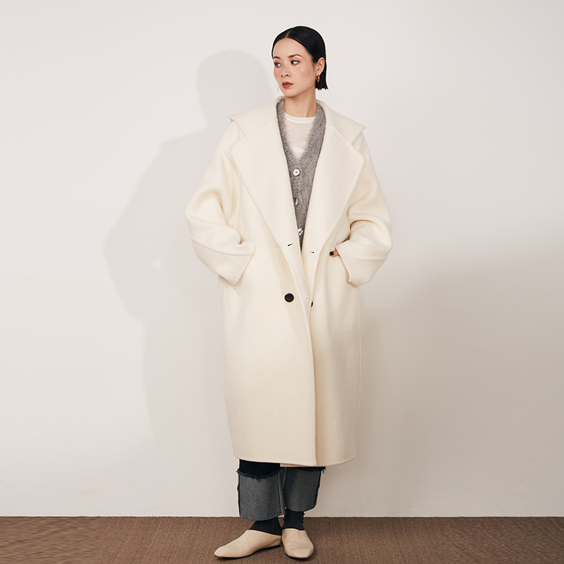 MPAM连帽长款100%绵羊毛泰迪大衣