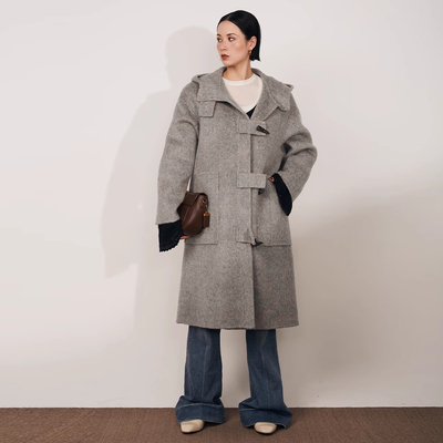 【双11暖冬服饰节】MPAM秋冬牛角扣大衣女中长款连帽韩系毛呢外套