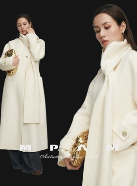 【甜甜圈Tia专享】MPAM围巾款双面呢羊毛大衣2025秋冬新款