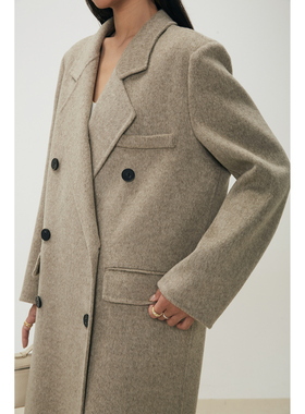 【蜜蜂欢乐社】MPAM冬季羊绒羊毛大衣女长款韩系简约毛呢外套女