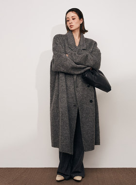 MPAM双面长毛羊绒大衣女2025新款秋冬长款韩系宽松高级感灰色外套