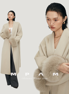 【林依轮直播间】MPAM袖口可拆卸狐狸毛绵羊毛双面呢大衣女外套