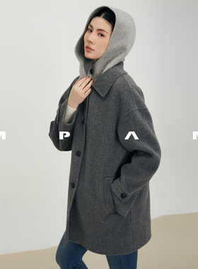 【MPAM】2026年新款秋冬山羊绒双面羊毛大衣中长款连帽外套969店
