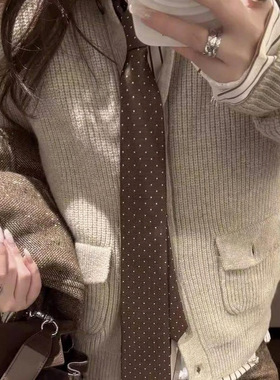 老钱风高级波点领带项链复古时尚