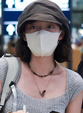 时尚风斑点石串珠吊坠项链复古简