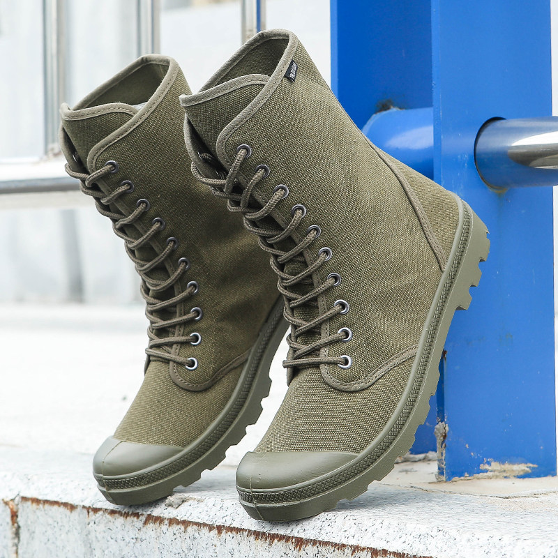 户外工装靴男高帮帆布马丁靴鞋舌一体沙漠靴防土防砸徒步登山靴子,流行男鞋,马丁靴,淘宝优惠券,粉丝福利购,淘宝优惠卷