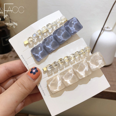 韩版简约水波纹发夹夏季度假风对夹女刘海侧边夹时尚鬓角发卡